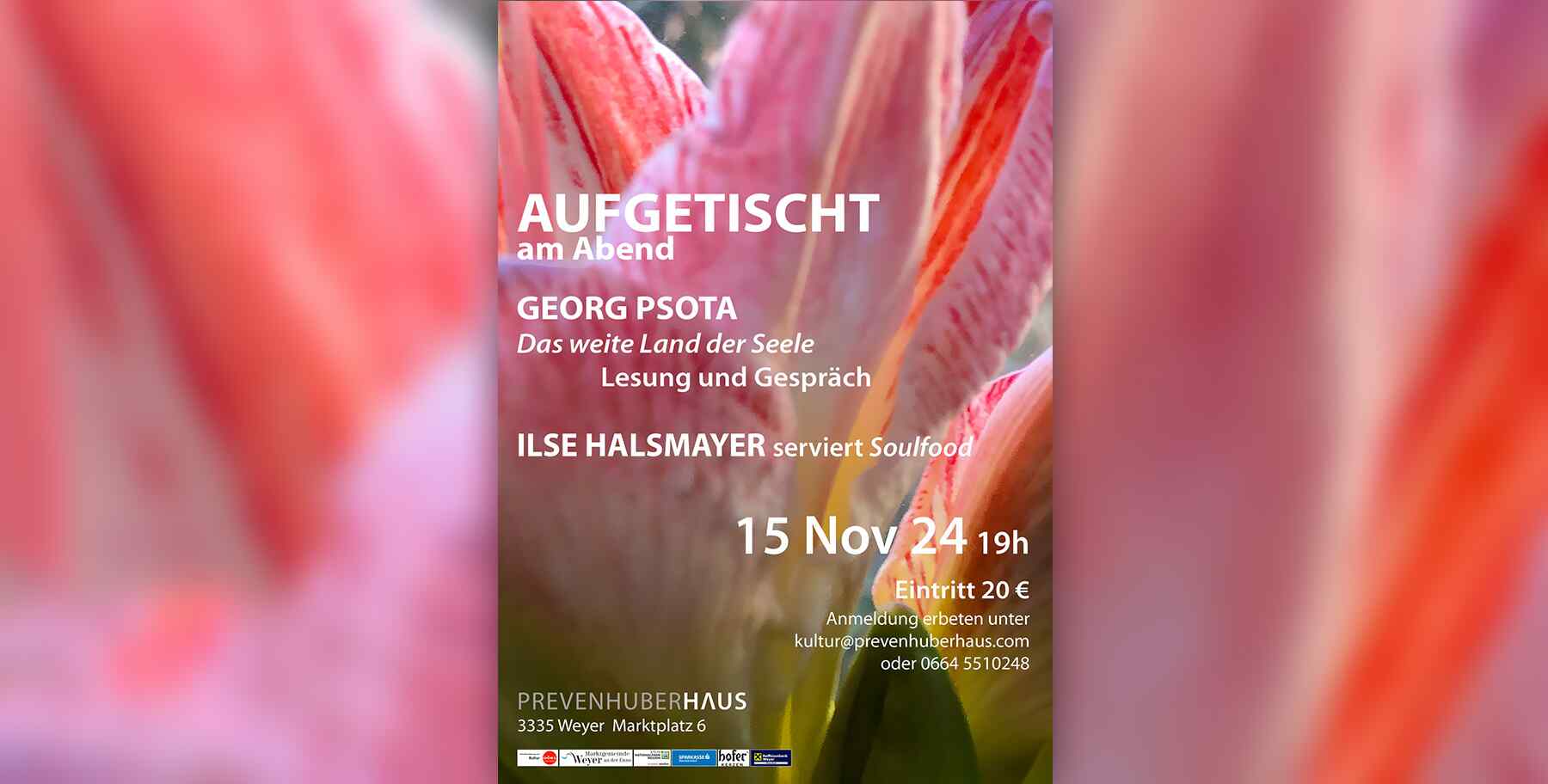 AUFGETISCHT | Lesung Georg Psota, Soulfood Ilse Halsmeyer