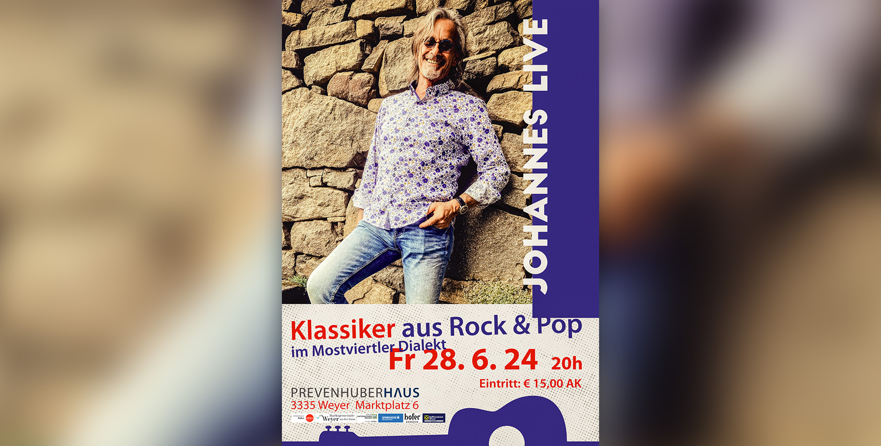 Konzert | Johannes Eßmeister interpretiert Klassiker aus Rock & Pop im Mostviertler Dialekt